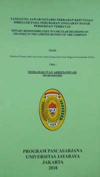 Image of Tanggung Jawab Notaris Terhadap Keputusan Sirkuler Pada Perubahan Anggaran Dasar Perseroan Terbatas