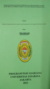 Rekonstruksi Konsep Pemidanaan Pencemaran Nama baik Melalui Media Sosial Dalam Undang-Undang ITE