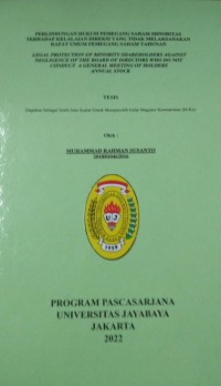 Image of Perlindungan hukum Pemegang Saham Minoritas terhadap Kelalaian Direksi Yang Tidak Melaksanakan Rapat Umum Pemegang Saham Tahunan