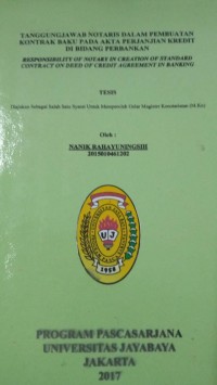 Image of Tanggung Jawab Notaris Dalam Pembuatan Kontrak Baku Pada Akta Perjanjian Kredit Di Bidang Perbankan