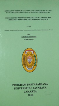 Kekuatan Pembuktian Surat Keterangan Waris Yang Dikeluarkan Balai Harta Peninggalan