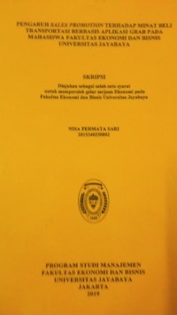 Pengaruh Sales Promotion Terhadap Minat Beli Transportasi Berbasis Aplikasi Grab Pada Mahasiswa Fakultas Ekonomi Dan Bisnis Universitas Jayabaya