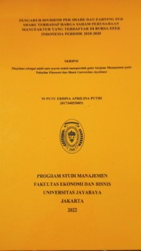 Pengaruh Dividend Per Share Dan Earning Per Share Terhadap Harga Saham Perusahaan Manufaktur Yang Terdaftar Di Bursa Efek Indonesia Periode 2018-2020