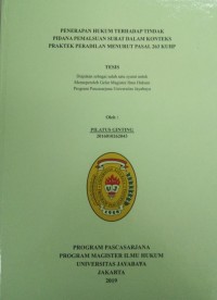 Image of Penerapan Hukum Terhadap Tindak Pidana Pemalsuan  Surat dalam konteks praktek peradilan menurut pasan 263 kuhp