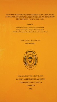 Image of Pengaruh Return On Investment Dan Cash Ratio Terhadap Dividend Cash Ratio Pada PT.Bank BTPN TBK Periode Tahun 2018-2021