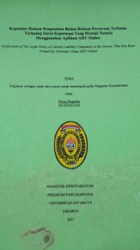 Image of Kepastian Hukum Pengesahan Badan Hukum Perseroan Terbatas Terhadap Surat Keputusan Yang Dicetak Notaris Menggunakan Aplikasi AHU Online