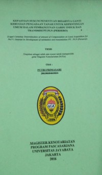 Image of Kepastian Hukum Penentuan Besarnya Ganti Kerugian Pengadaan Tanah Untuk Kepentingan Umum Dalam Pembangunan Gardu Induk Dan Transmisi PT.PLN (Persero)