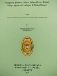 Image of Penegakan Hukum Pidana Dalam Kemerdekaan Menyampaikan Pendapat Di Muka Umum