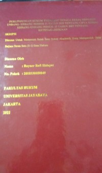 Perlindungan Hukum Terhadap Tenaga Kerja Menurut Undang-Undang Nomor 11Tahun 2020 Tentang Cipta Kerja/Undang-Undang Nomor 13 Tahun 2003 Tentang Ketenagakerjaan)