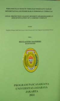 Image of Perlindungan Hukum terhadap Pemegang Saham Minoritas Dalam Pembubaran Perseroan Terbatas