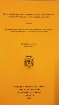 Image of Pengaruh Gaya Kepemimpinan Terhadap Kinerja Karyawan Pada PT.ACES DIGITAL JAKARTA