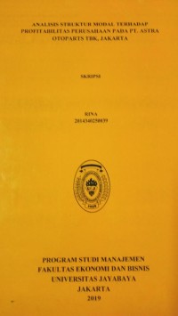 Image of Analisis Struktur Modal Terhadap Profitabilitas Perusahaan Pada PT.Astra Otoparts TBK, Jakarta