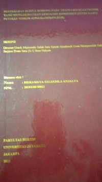 Image of Penyebaran Berita Bohong Pada Transaksi Elektrolik Yang Mengakibatkan Kerugian Konsumen (Studi Kasus Putusan Nomro 42/Pid-Sus/2020/PN.Bar)