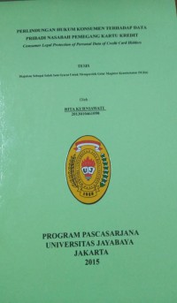 Image of Perlindungan hukum Konsumen Terhadap Data Pribadi nasabah Pemegang Kartu Kredit
