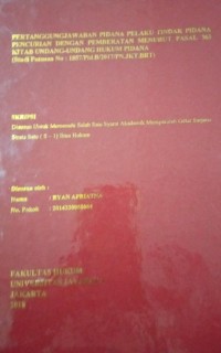 Pertanggungjawaban Pidana Pelaku Tindak Pidana Pencurian Dengan Pemberatan Menurut Pasal 363 Kitab Undang-undang Hukum Pidana (Studi Putusan No : 1857/Pid.B/2017/PN.JKT.BRT)