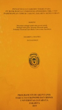 Pengedalian Kredit Mikro Pada PT Bank Rakyat Indonesia ( PERSERO ) TBK, Unit Pademangan Timur Cabang Jakarta Kemayoran