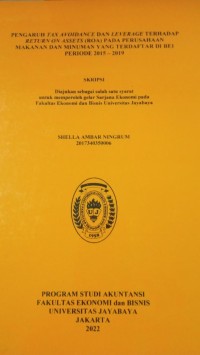 Image of Pengaruh Tax Avoidance Dan Leverage Terhadap Return On Asset (ROA) Pada Perusahaan Makanan Dan Minuman Yang Terdaftar Di BEI Periode 2015 - 2019