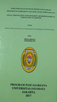 Perlindungan Hukum Pemegang Saham Minoritas Terhadap Akuisi Anak Perusahaan