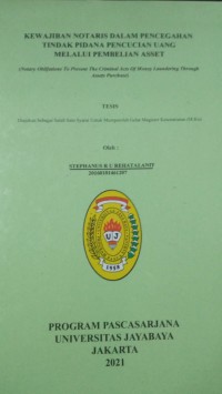 Image of Kewajiban Notaris Dalam Pencegahan Tindak Pidana Pencucian Uang Melalui Pembelian Assett
