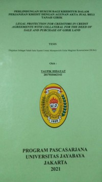 Image of Perlindungan Hukum Bagi Kreditur Dalam Perjanjian Kredit Dengan Agunan Akta Jual beli Tanah Girik