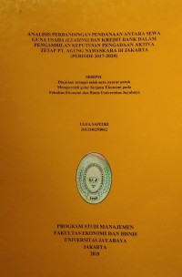 Image of Analisis Perbandingan Pendanaan Antara Sewa Guna Usaha (Leasing) Dan Kredit Bank Dalam Pengambilan Keputusan Pengadaan Aktiva Tetap PT. Agung Namaskara Di Jakarta (Periode 2017-2020)