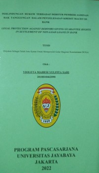 Image of Perlindungan Hukum Terhadap debitur Pemberi jaminan hak Tanggungan Dalam penyelesaian Kredit Macet Di Bank