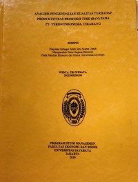 Analisis Pengendalian Kualitas Terhadap Produktivitas Produksi Tyre (Ban) Pada PT. Tyron Indonesia, Cikarang