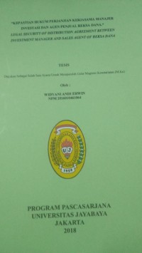 Image of Kepastian Hukum Perjanjian Kerjasama Manajer Investasi Dan Agen Penjual Reksa Dana