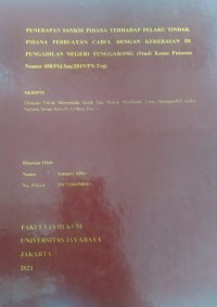 Image of Penerapan Sanksi Pidana Terhadap Pelaku Tindak Pidana Perbuatan Cabul Dengan Kekerasan DiPengadilan Negeri Tenggarong (Studi kasus putusan Nomor 458/pid.sus/2019/PN.Trg)