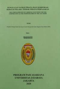 Image of Penguatan Sanksi Pidana Bagi Korporasi Sebagai Pelaku Tindak Pidana Perpajakan