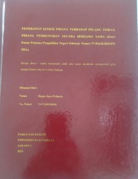 Penerapan Sanksi Pidana Terhadap Pelaku Tindak Pidana Pembunuhan Secara Bersama Sama (Studi Kasus Putusan Pengadilan Negeri Sidoarjo Nomor 97/Pid.B/2019/PN.SDA)