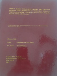 Image of Akibat Hukum Pernikahan Secara Siri (Dibawah Tangan) Yang Menimbulkan PerbuatanMelawan Hukum Atas Obyek Tanah  (Studi Kasus Keputusan Pengadilan Negeri  No. 75/Pdt.G/2019/Pn Jmb)