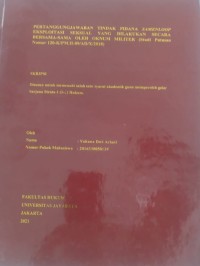 Image of Pertanggungjawaban Tindak Pidana Samenloop Exploitasi Seksual Yang DilakukanSecara Bersama sama Oleh Oknum Militer  (Studi Putusan Nomor 120-K/PM.II.-09/ADX/2018)