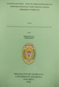 Penerapan Sanksi Hukum Terhadap Kejahatan Korporasi Ditinjau Dari Undang-Undang Perseroan Terbatas