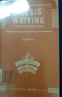 Image of Thesis Writing A Guide To Scholarly Style