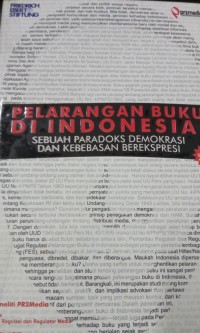 Pelarangan Buku di Indonesia : Sebuah Paradoks Demokrasi dan Kebebasan Berekspresi