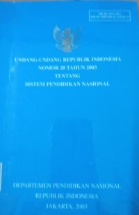 Image of Undang-Undang RI Nomor 20 Tahun 2003 Tentang Sistem Pendidikan Nasional