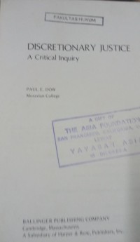 Image of Discretionary Justice A Critical Inquiry