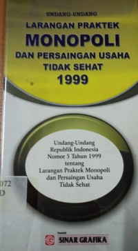 Undang - Undang Larangan Praktek Monopoli dan Persaingan Usaha Tidak Sehat 1999