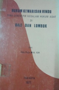 Hukum Kewarisan Hindu Yang Diresepir Kedalam Hukum Adat Di Bali Dan Lombok