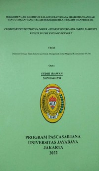 Perlindungan Kreditur Dalam Surat Kuasa Membebankan Hak Tanggungan Yang Telah Berakhir Bila Terjadi Wanprstasi