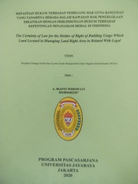 Kepastian Hukum Terhadap Pemegang Hak Guna Bangunan Yang Tanahnya Berada Dalam Kawasan Hak Pengelolaan Dikaitkan Dengan Perlindungan Hukum Terhadap Kepentingan Penanaman Modal Di Indonesia