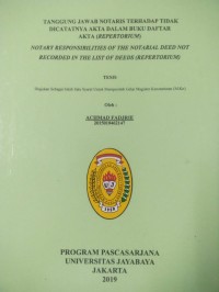 Image of Tanggungjawab Notaris Terhadap Tidak Dicatatnya Akta Dalam Buku Daftar Akta (Repertorium)