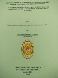 Image of Kepastian Hukum Pengikatan Akta Perjanjian Jual Beli Dihadapan Notaris Tanpa Dihadiri Para Saksi