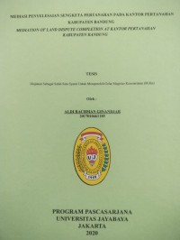 Image of Mediasi Penyelesaian Sengketa Pertanahan Pada Kantor Pertanahan Kabupaten Bandung