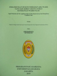 Image of Perlindungan Hukum Terhadap Ahli Waris Yang Sah Akibat Adanya Surat Keterangan Waris Palsu