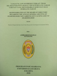 Image of Tanggung Jawab Direksi Terkait Tidak Dilaksanakannya Rapat Umum Pemegang Saham Tahunan Yang Menyebabkan Kerugian Bagi Pemegang Saham