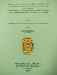 Image of Perlindungan Hukum Terhadap Kreditur Atas Cidera Janji Pada Perjaniana Kredit Dengan Jaminan Fidusia Sebagai Akta Notaril
