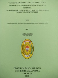 Image of Tanggung Jawab Notaris Yang Turut Serta Melakukan Tindak Pidana Pemalsuan Akta Autetik