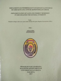 Image of Implementasi Pembebasan Tanah Dan Ganti Rugi Di Giri Kencana Untuk Kepentingan Umum